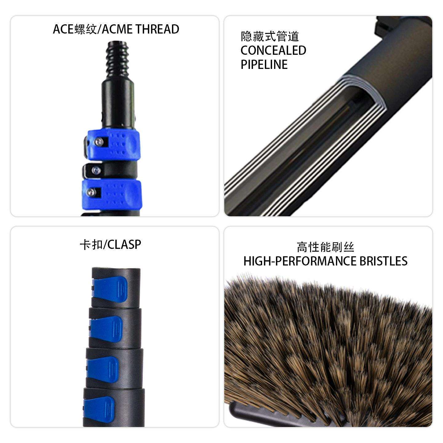 太阳能光伏板清洁刷伸缩杆通水刷窗户房车清洗设备玻璃清洁工具