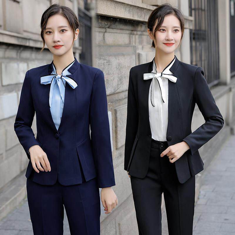 酒店工作服女长袖珠宝店经理前台服务员美容院工装上班服西服套装