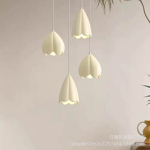 花苞卧室床头吊灯温馨浪漫少女房灯法式奶油风创意花朵餐厅吊线灯