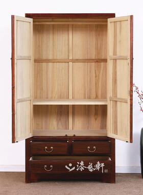 新中式手绘实香樟木衣柜家虫用卧室柜双门X172大衣橱储物防蛀立木