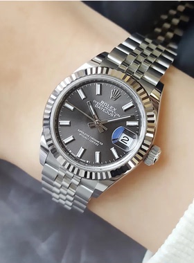 一口价98新劳力士女装日志型系列灰色精钢自动机械女手表m279174