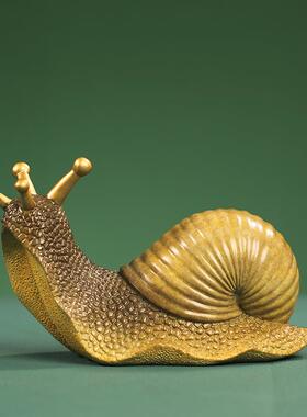 全铜奋斗蜗牛小摆件创意彩绘工艺品家居客厅茶座办公室桌面装饰品