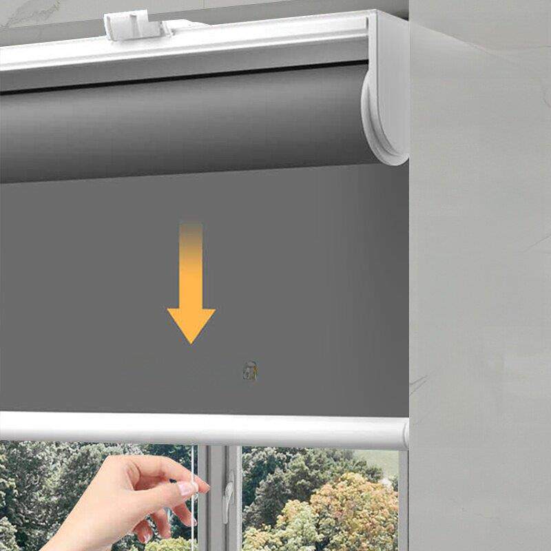 自动手拉回弹卫生间厨房办公室免打孔可升降遮光卷帘弹簧伸缩窗帘