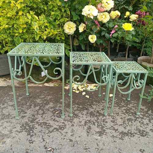 法式复古铁艺花凳三件套 花园庭院阳台层次阶梯花架 盆栽装饰花托