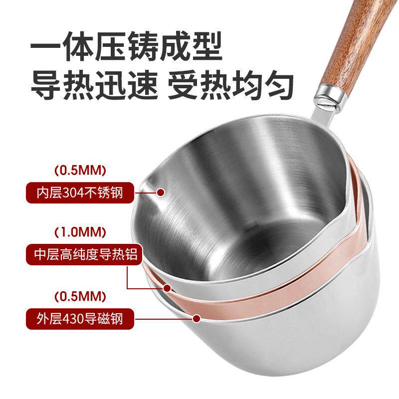 迷你煎蛋锅304不锈钢电磁炉平底锅泼油锅小号热油小锅不粘锅