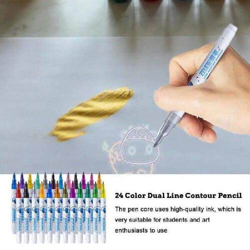 Glitter Outline Markers Double Lined Shimmer Markers Doodle