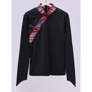 新款 演出服修身 长衣袖 功服藏式 立领V短练袖 高档藏族民族领舞蹈上