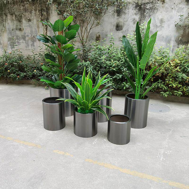 不锈钢圆柱形方形花盆户外大型市政花箱广场树盆酒店广场宾馆花钵