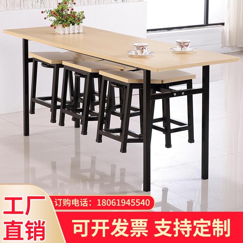 公司食堂员工6人位挂凳餐桌沙县小吃店大排档折叠两件式餐桌椅组