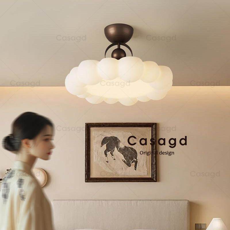 法式中古轻奢卧室吸顶灯覆古创意花边护眼书房间灯简约饭厅casagd