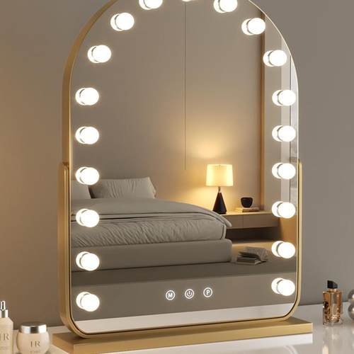 妆带灯台式桌面led灯泡高清大号镜卧室可旋化GQH梳妆镜充电转美妆