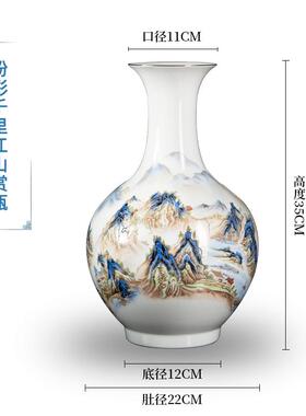 新款瓷景德镇陶复瓷花瓶居古中式瓷瓶客厅酒柜博古架家插花装饰器