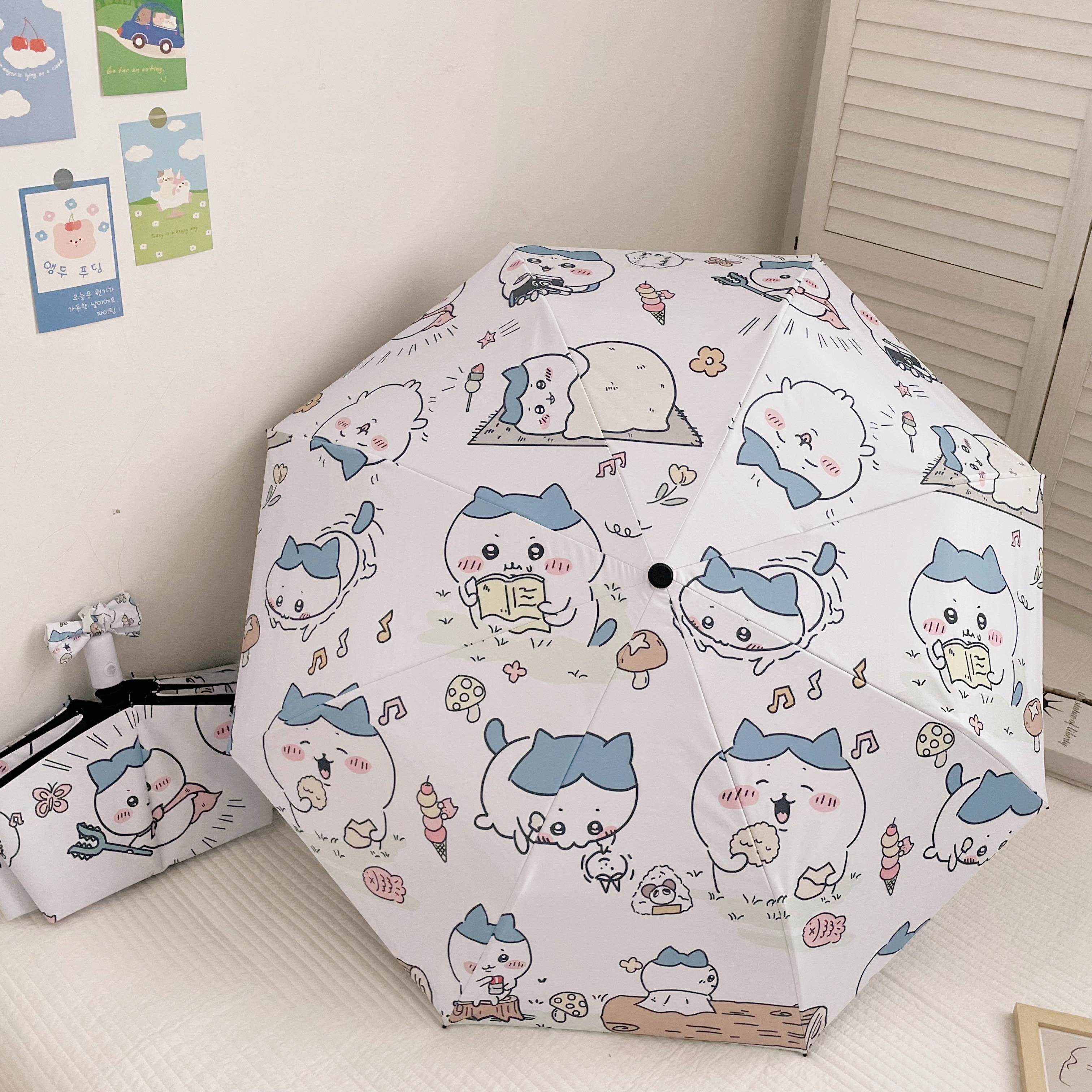卡哇伊小八可爱晴雨两用全自动雨伞折叠遮阳伞防晒黑胶太阳伞