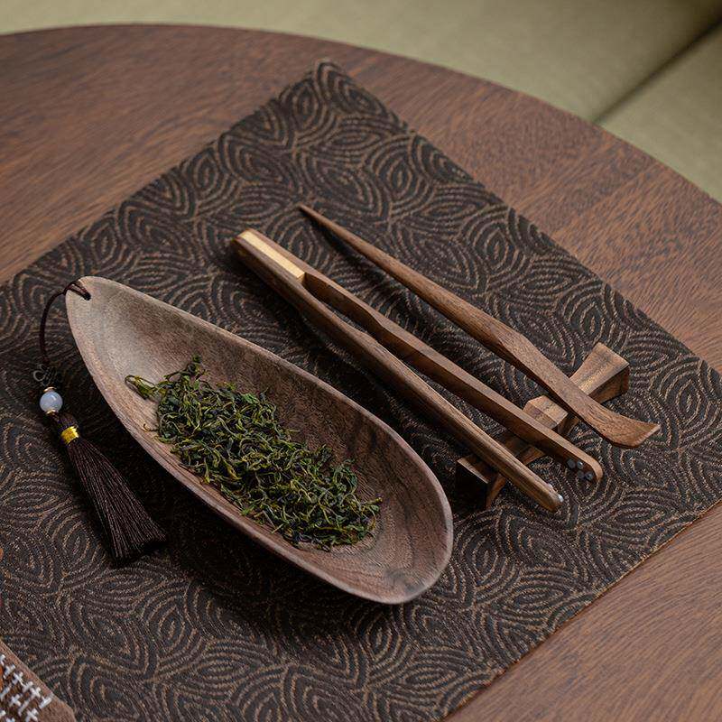黑檀木实木茶则三件套茶荷功夫茶具实木茶道配件茶勺分茶醒茶器