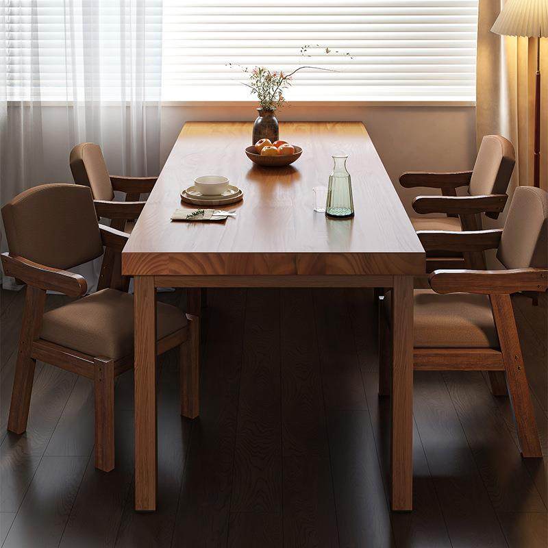 餐桌饭桌吃饭桌子家用方桌大板桌洽谈桌新中式实木腿餐桌椅组合