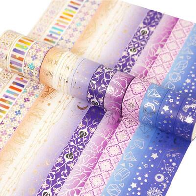 12 Rolls Gold Foil Washi Tape Set Stars Galaxy Masking Tape