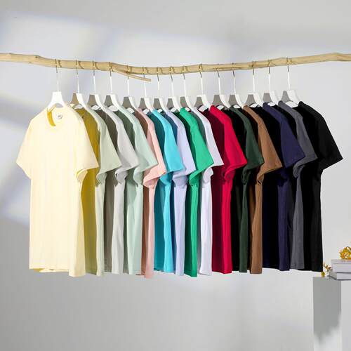 Front shoulder double yarn short shirt for couples, men's
