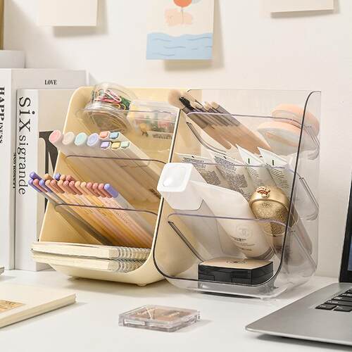 Slanted Pen Holder Desktop Organizer Box, Office Stationery