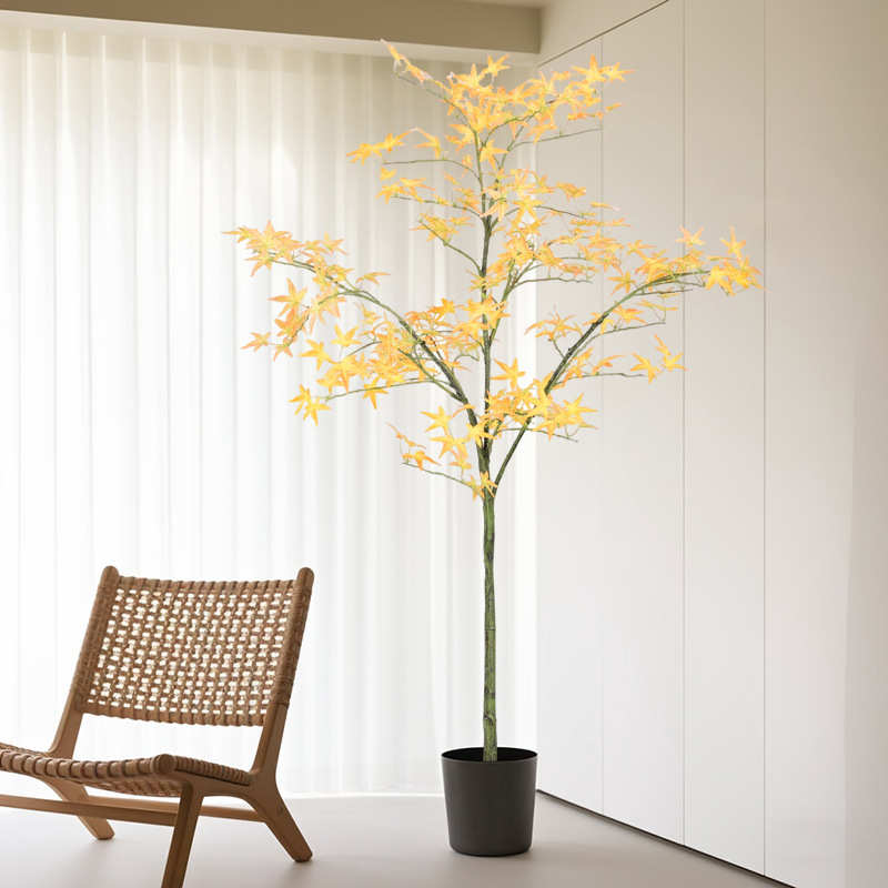 仿真黄枫叶假枫树高级仿真绿植盆栽室内高端轻奢酒店婚庆摄影道具