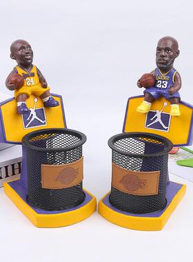 ins送男友礼物简约树脂工艺品摆件手办篮球架球星笔筒学生文具