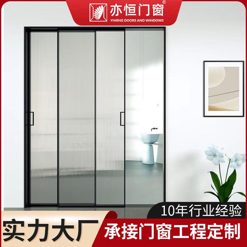 铝合金三联动玻璃推拉门适用厨房卫生间阳台隔断移吊轨门设计移门