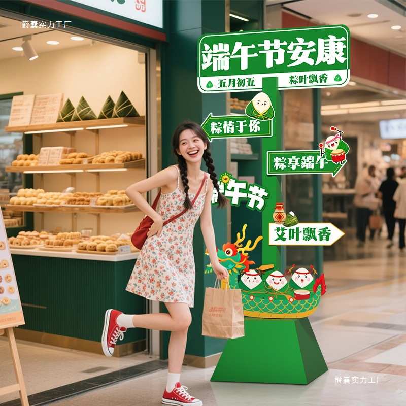 端午节场景布置装饰氛围主题活动店铺道具背景打卡墙拍照框展板