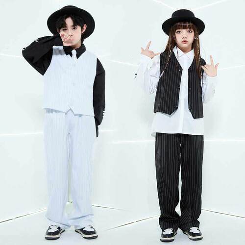 幼儿Poping演出服男女童locking锁舞西服街舞套装儿童机械舞服装
