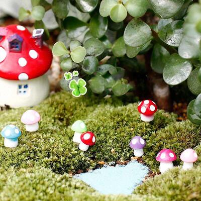 10pcs Mushroom Resin Room Decor Fairy Garden Decoration Home