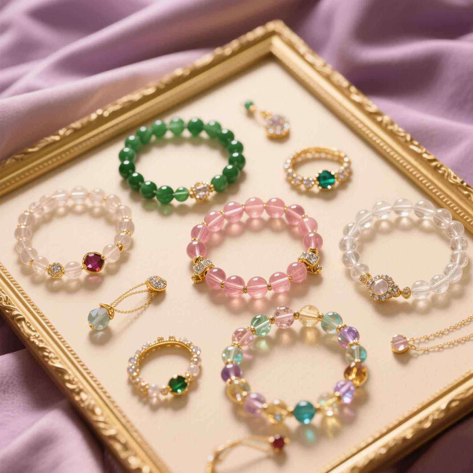 【沙沙甄选】水晶石超级七手链紫发晶草莓晶手串女直播专拍