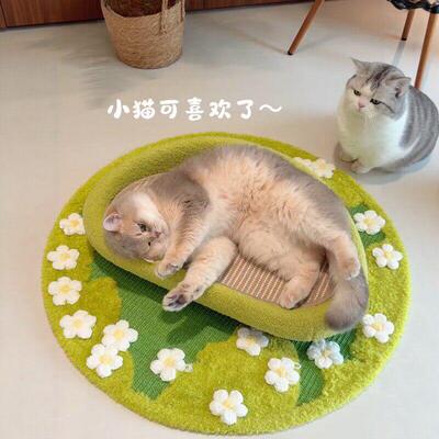 猫抓板猫窝一体式耐磨不掉屑磨爪神器宠物凉席降温麻垫猫咪沙发