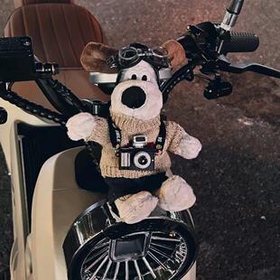 掌门狗装饰公仔玩偶电动瓶摩托机单车踏板头尾部箱配覆古挂摆配件