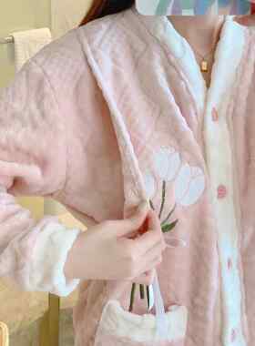 新款直销多款珊瑚绒月子服秋冬季加绒加厚保暖孕妇 套装法兰绒休