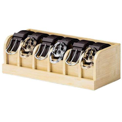 木质腰带收纳盒皮带整理盒衣柜腰带存储盒分格式腰带展示盒