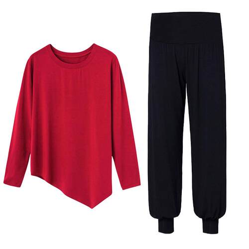 新款宽松现代舞蹈服练功服形体古典舞训练莫代尔胖MM瑜伽显瘦套装