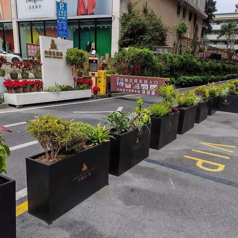 不锈钢花箱铁艺户外花架地面创意种植花槽咖啡餐厅商场外摆