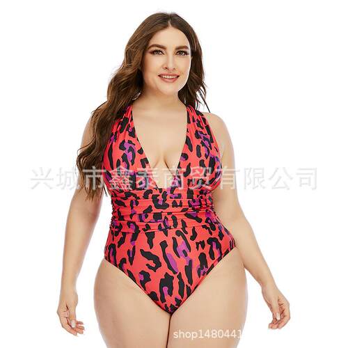 Large size one-piece swimsuit, fat woman one-piece