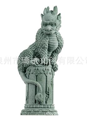 中式国潮禅意摆件盘龙青石柱家居桌面茶宠摆设鱼缸造景景观装饰品