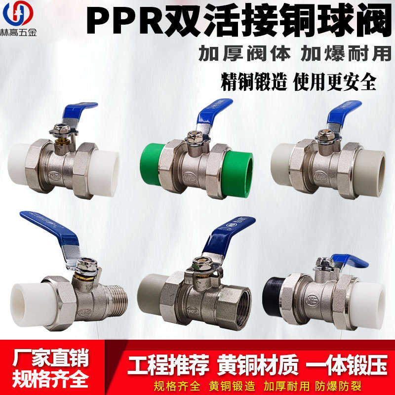 黄铜加厚PPR双活接球阀4分水管管件配件6分开关接头热熔1寸阀门