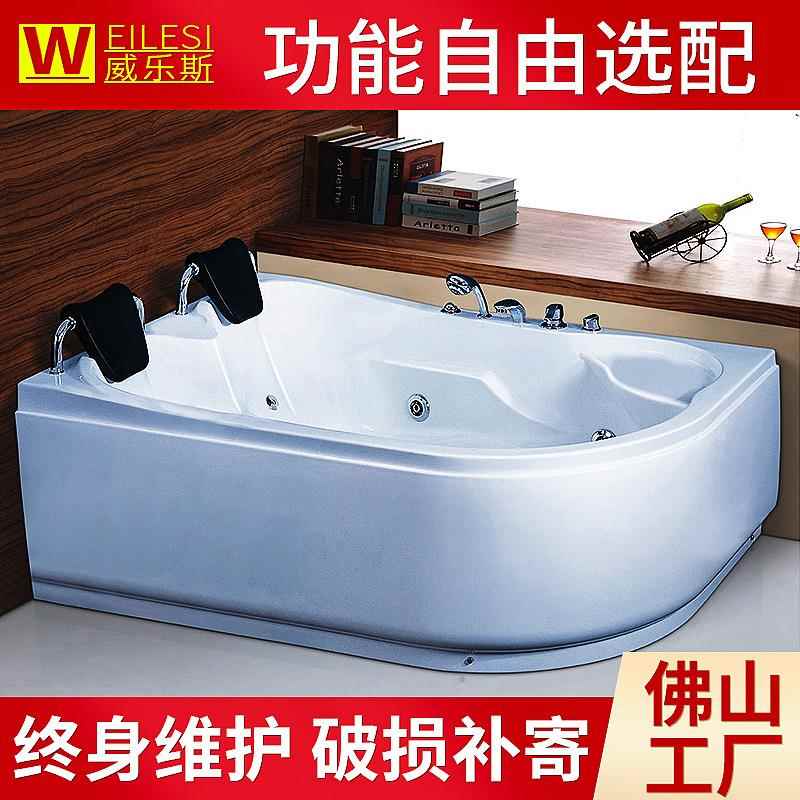 亚克力双人冲浪按摩浴缸酒店家用独立式成人浴缸泡澡池带靠枕822