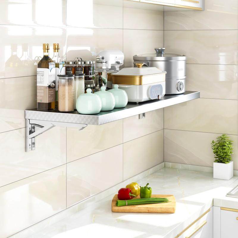 可折叠不锈钢上墙置物架厨房简易餐桌一字隔板架打孔可折叠墙上架,厨房/烹饪用具,抹布架/厨房清洁收纳架,淘宝优惠券,粉丝福利购,淘宝优惠卷