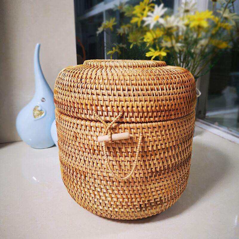 华飞秋藤编收纳盒七子饼茶盒收纳普洱茶饼包装盒罐筐012