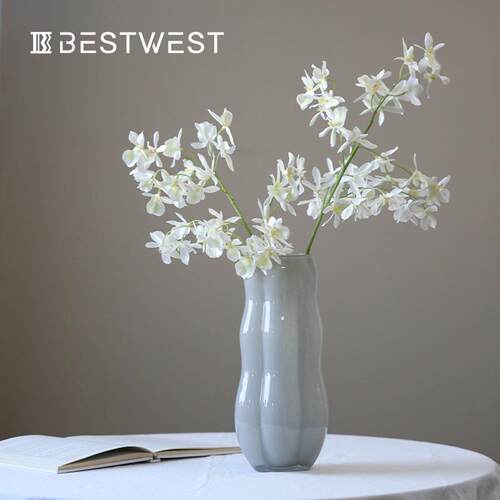 Best west手感兰花仿真花假花摆设轻奢餐桌装饰花艺摆件高级仿生