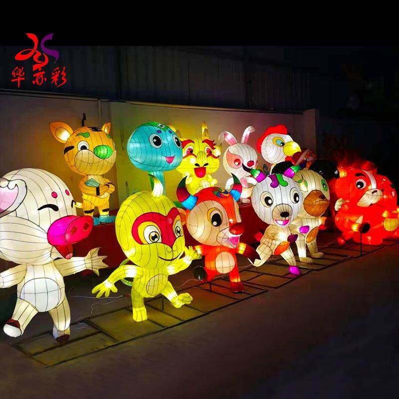 十二生肖造型花灯商业美陈氛围2026蛇年装饰大号摆件商场布置彩灯