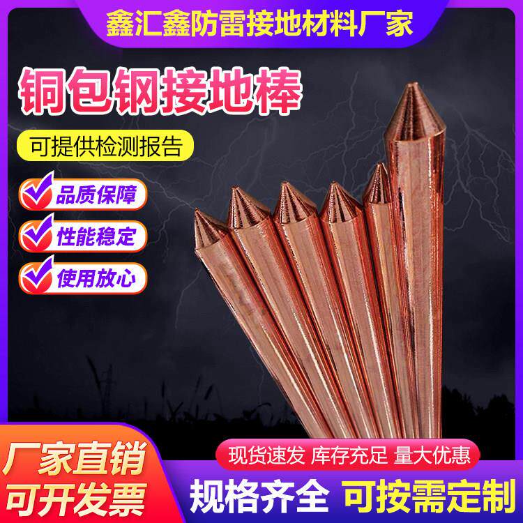 铜包钢接地棒防雷镀铜接地棒家用接地线接地装置接地针尖头镀铜圆图片