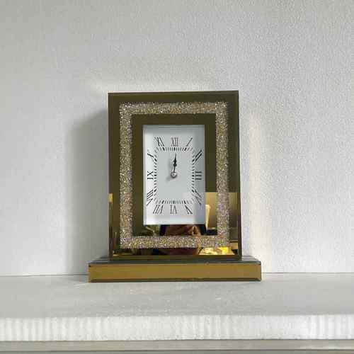 时钟小座钟轻奢镜面玻璃时钟碎钻家具钟表现代简约多功能