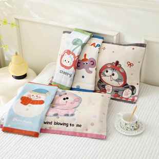 纯棉八层纱布枕巾儿童家用柔软透气全棉卡通宝宝枕头盖巾40*60cm