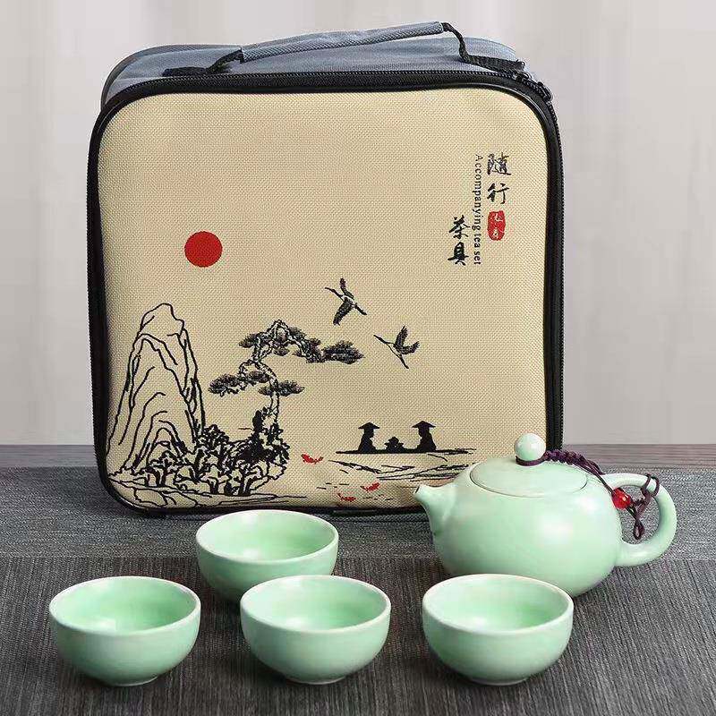 定窑便携包旅行功夫茶具陶瓷西施壶一壶二杯四杯套装创意礼品