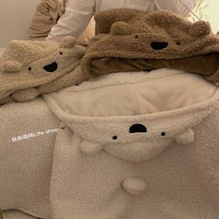 懒人被子可穿式毛毯居家披肩毛毯带帽子午睡套头毯子学生午休午睡