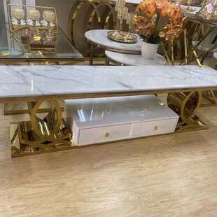 轻奢大理石电视柜组合现代简约小户型客厅地柜不锈钢带抽屉电视柜