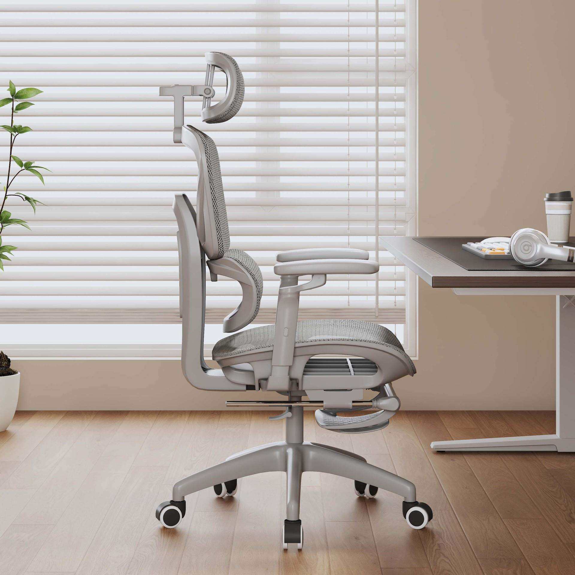 人体工学椅子护腰电脑椅久坐电竞男生办公室座椅网布可调节靠背